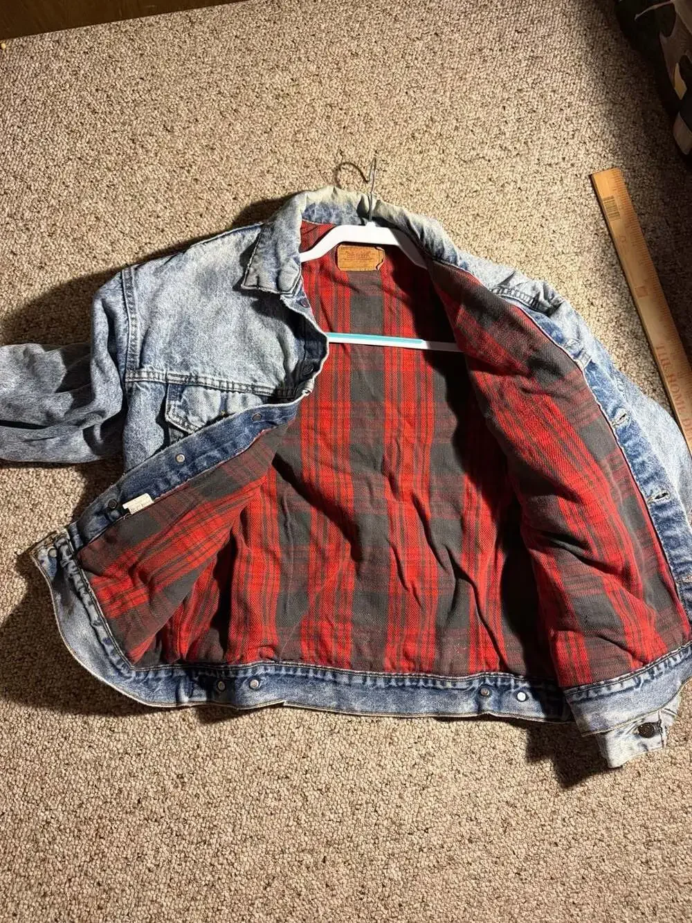 Vintage Levi's 70417-9319 Acid Wash Blanket Lined‎ Denim Jacket Size L
